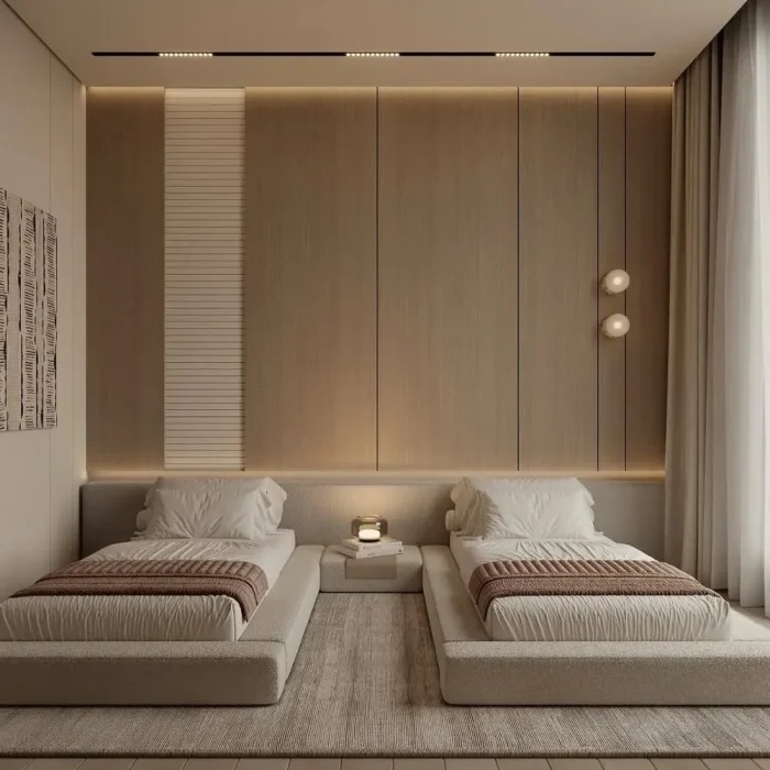 Low-Profile Two Single Beds