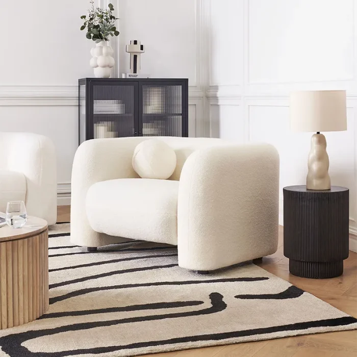 Boucle White Armchair