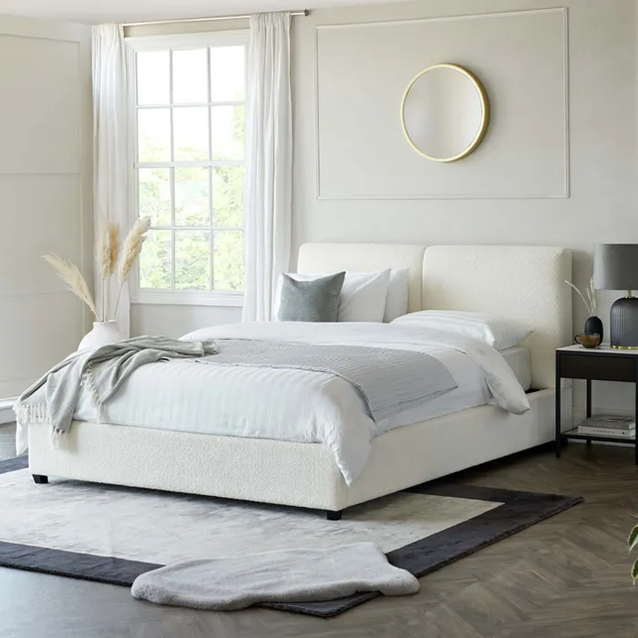 Cushioned Headboard Boucle Bed