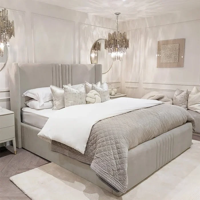 Winged Headboard Upholstered Bed