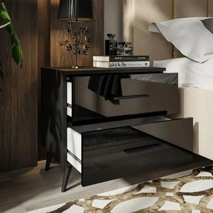 Glossy Black Bed Side Table