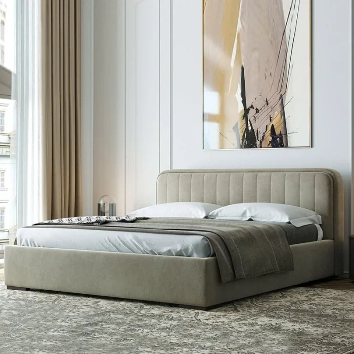 Linen Fabric Upholstered Bed Frame