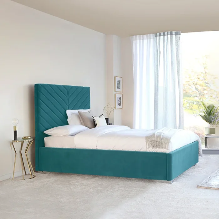 Velvet Lined Headboard Bed