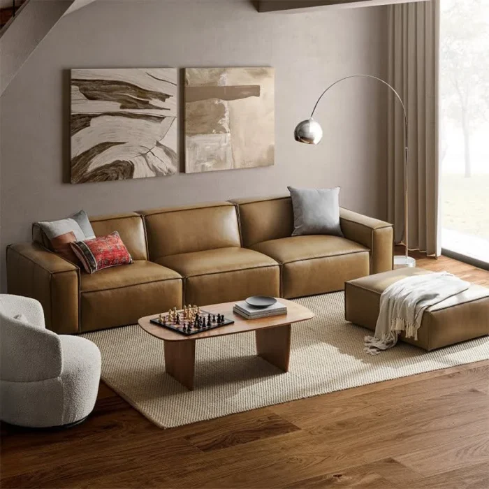 Modular Leather Sofa with Ottoman