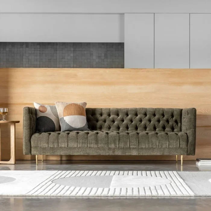 3 Seater Tufted Fabric Sofa