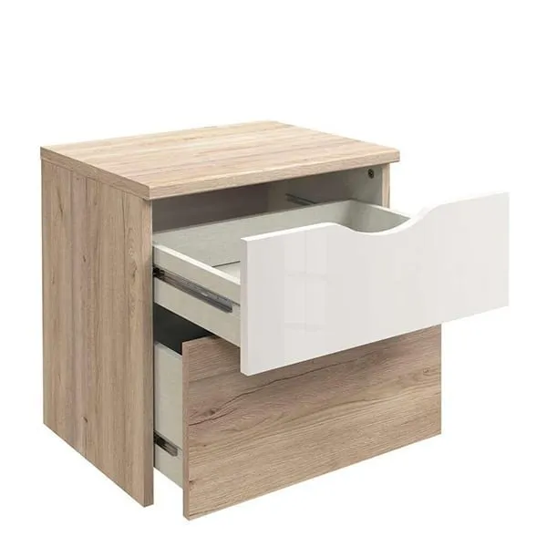 Oak and White Nightstand