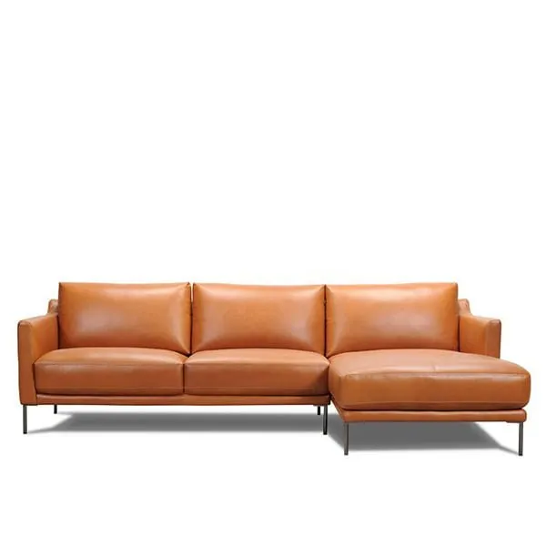Plain Leather Corner Chaise Sofa
