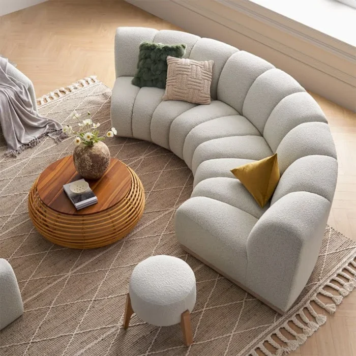 Round Shaped Boucle Sofa