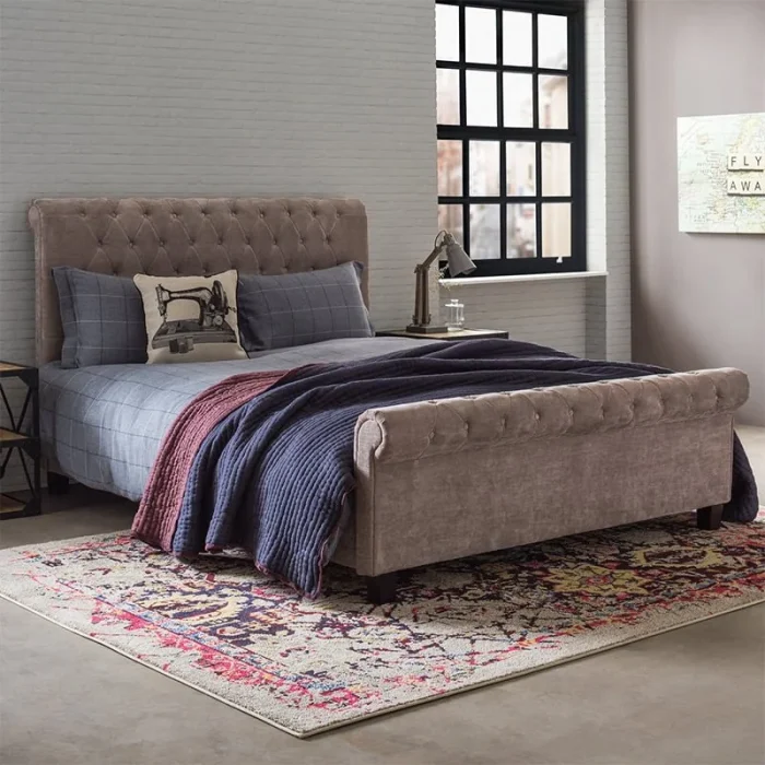 Tufted Fabric Upholstered Bed